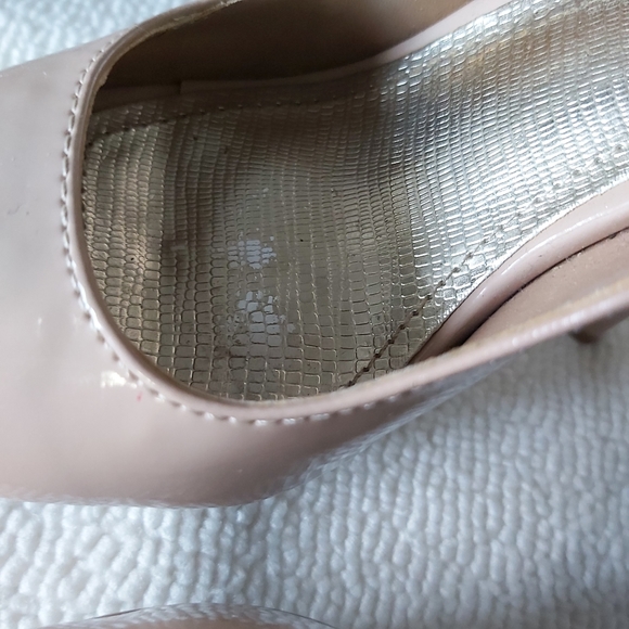 Bamboo platform stiletto heels nude   glossy pumps peep toe slingback - Picture 8 of 16